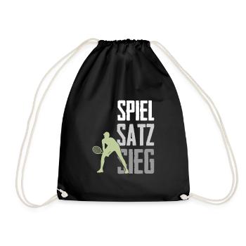 Tennis Spiel Satz Sieg - Turnbeutel - Schwarz - Vorne