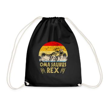 Vintage Omasaurus Oma Coole Retro Oma Dinosaurier - Turnbeutel - Schwarz - Vorne