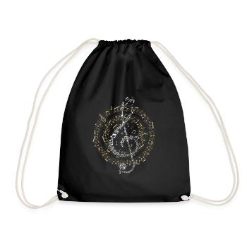 Clef music notes motif musician gift - Drawstring Bag - black - Front