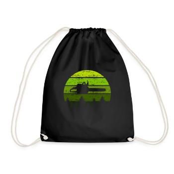 Scie à chaîne Sunset Retro Forest Wood Lumberjack Forest - Sac de sport léger - noir - Devant