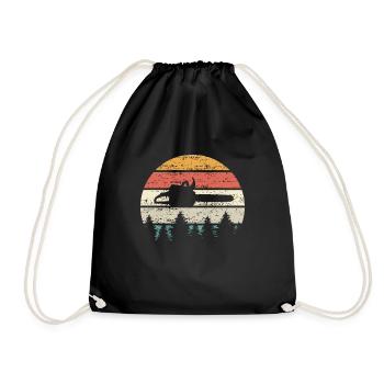 Forêt de tronçonneuse bois coucher de soleil rétro forêt de bûcheron - Sac de sport léger - noir - Devant