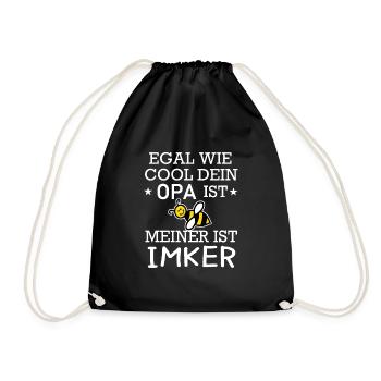 Egal wie cool dein Opa ist Imker Bienen - Turnbeutel - Schwarz - Vorne