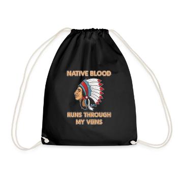Native Blood Through Veins Indiana Ureinwohner - Turnbeutel - Schwarz - Vorne