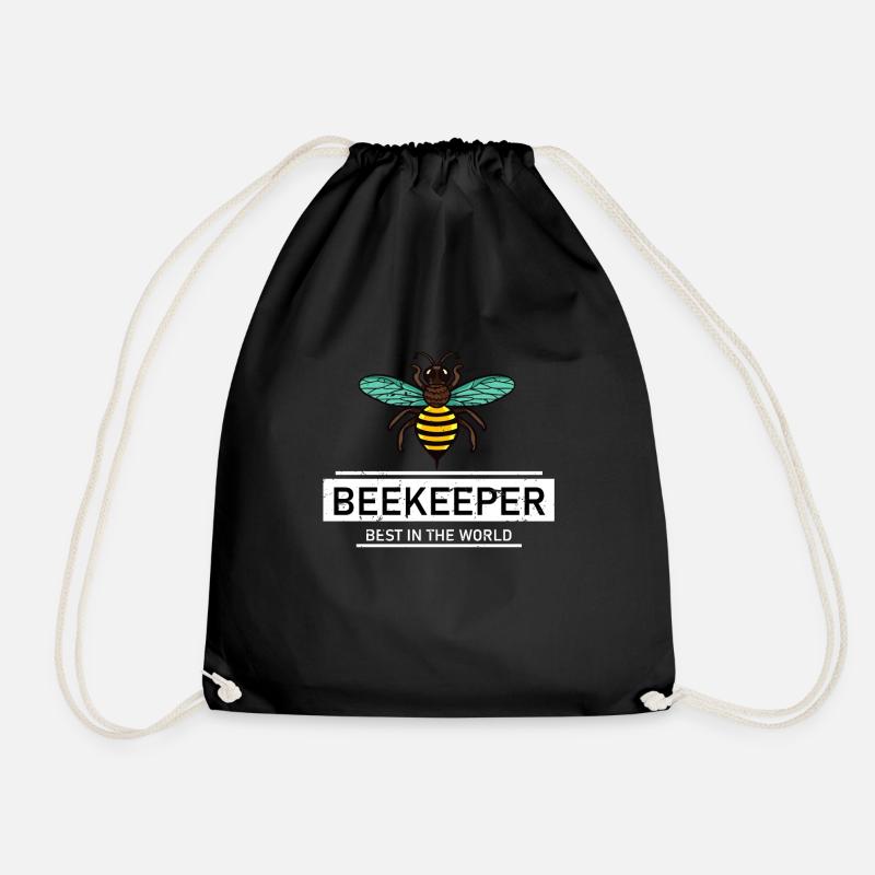 Beekeeper saying bees - Drawstring Bag - black
