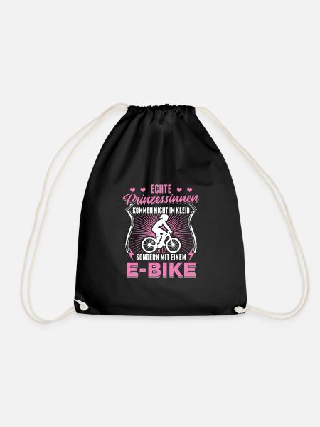 Ebike Fahrrad Radfahrer Prinzessin E-Bike Motiv - Turnbeutel - Schwarz