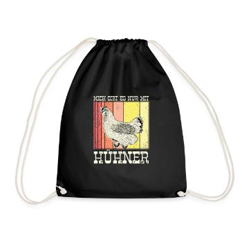 Mich Gibt Es Nur Mit Hühner Huhn Lustig - Turnbeutel - Schwarz - Vorne