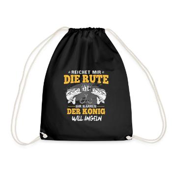 Reichet Mir Rute Angeln Angler Geschenk - Turnbeutel - Schwarz - Vorne