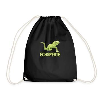 Echsperte Echse Experte Gecko Reptil - Turnbeutel - Schwarz - Vorne