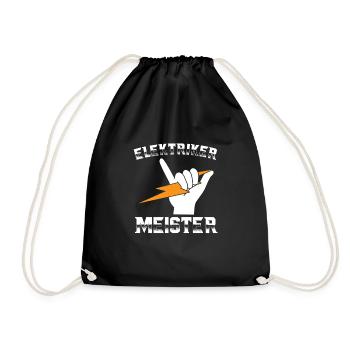Elektriker Meister Elektromeister Elektrik Motiv - Turnbeutel - Schwarz - Vorne