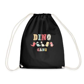 Colorful childlike dino gear dinosaur school kid - Drawstring Bag - black - Front