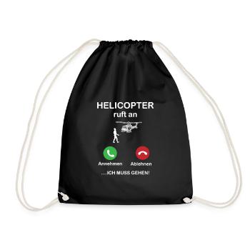 Modellflug Hubschrauber Handy - Helikopter Anruf - Turnbeutel - Schwarz - Vorne