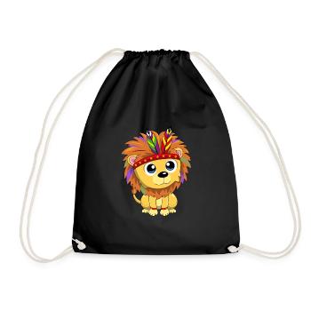 Bébé Lion Bébé Lion Bande Dessinée Lion Cadeau Indien - Sac de sport léger - noir - Devant