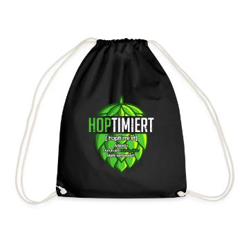 Hoptimiert Hopfen Bier Saufen JGA T-Shirt Geschenk - Turnbeutel - Schwarz - Vorne