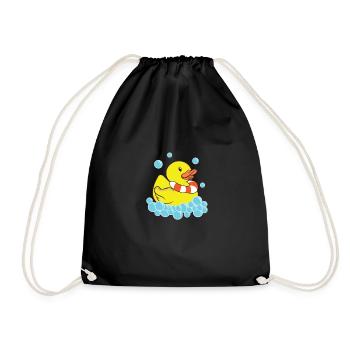 Badeente Entchen Kita Gummiente Enten Bademeister - Turnbeutel - Schwarz - Vorne