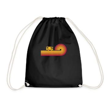 Retro Motorhome Vintage Womo Alcove Camper Motif - Drawstring Bag - black - Front