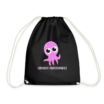 Kleine Schwester Krake Geburt Geschenk Baby - Turnbeutel - Schwarz - Vorne