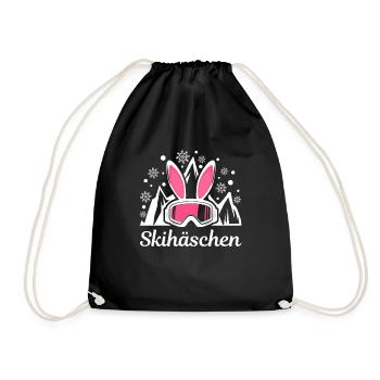 Skihase Apres Ski Snowboard Ski Urlaub Geschenk - Turnbeutel - Schwarz - Vorne