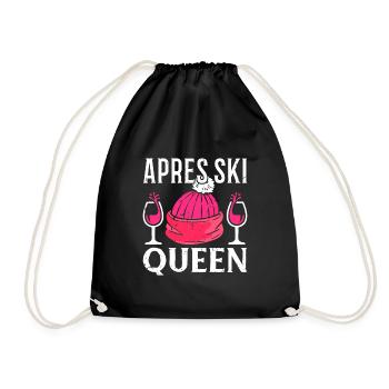 Apres Ski Queen Skihase Snowboard Urlaub Geschenk - Turnbeutel - Schwarz - Vorne