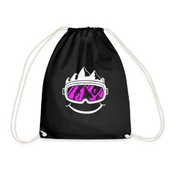 Snowboard Ski Vacation Smile Apres Ski Gift - Drawstring Bag - black - Front