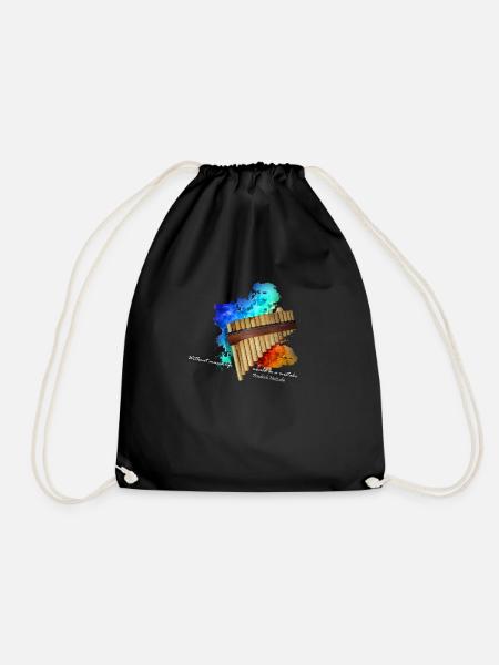 pan flute - Drawstring Bag - black