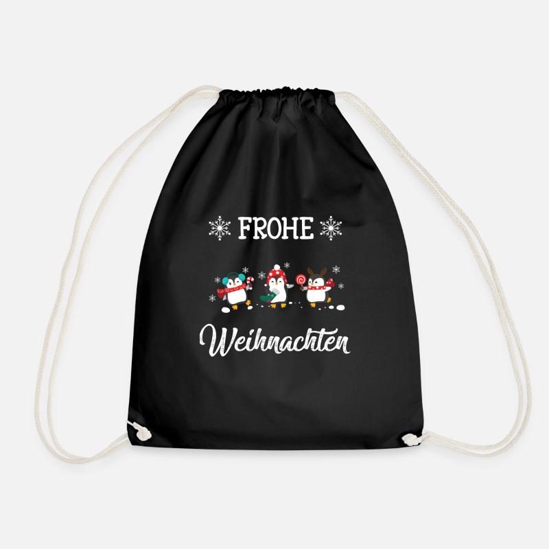 Frohe Weihnachten Pinguine - Weihnachts - Turnbeutel - Schwarz