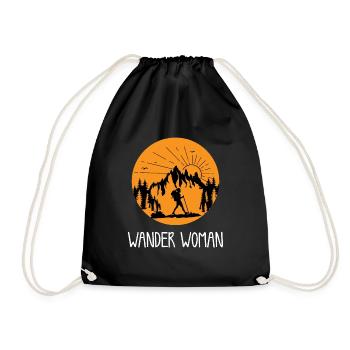Wander Woman Berge Lustiger Wanderer Spruch Frauen - Turnbeutel - Schwarz - Vorne