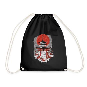 Japanese castle - Drawstring Bag - black - Front