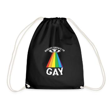 Nobody knows Im gay - Schwul Lesbisch - Turnbeutel - Schwarz - Vorne
