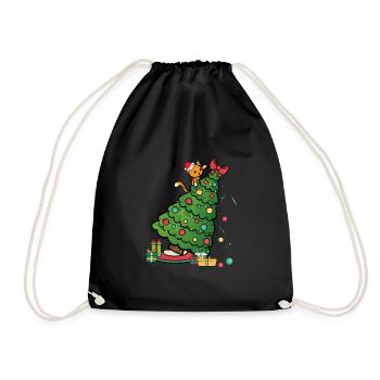 Cat Christmas Tree - Christmas Kitten - Drawstring Bag - black - Front