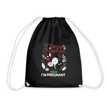 Merry Christmas & Pregnant - Geburt - Turnbeutel - Schwarz - Vorne
