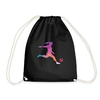 Soccer player women soccer gift soccer girl - Drawstring Bag - black - Front