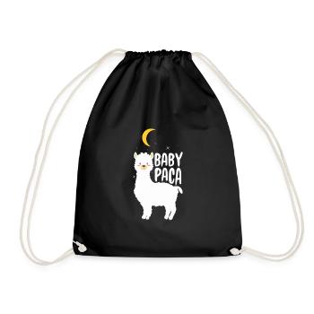 Alpaca Baby Paca - Alpaca Llama slumber sleep - Drawstring Bag - black - Front
