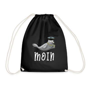 North Sea seal Moin saying - Sylt Kiel seal - Drawstring Bag - black - Front