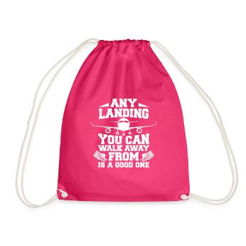 Pilot Airplane Sayings - Drawstring Bag - fuchsia - Front