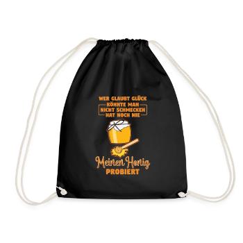 Meinen Honig Imker Bienen Geschenk - Turnbeutel - Schwarz - Vorne