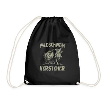 Wildschwein Versteher Jäger Keiler Schwarzwild - Turnbeutel - Schwarz - Vorne