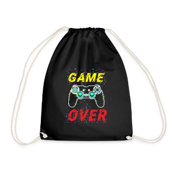 Game Over - Gamer Shirt - Drawstring Bag - black - Front