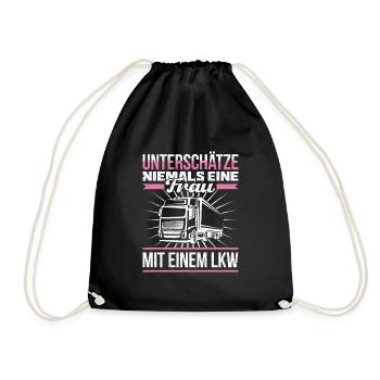 Never underestimate a woman being stalked in a truck - Drawstring Bag - black - Front