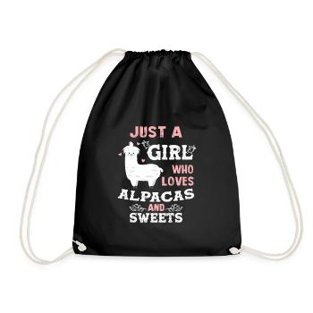Just A Girl Who Loves Alpacas And Sweets Alpaca - Drawstring Bag - black - Front