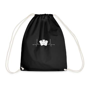 Domino Herzschlag Dominosteine Puls - Turnbeutel - Schwarz - Vorne