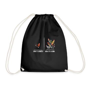 Funny chicken saying - a chicken many chickens - Drawstring Bag - black - Front