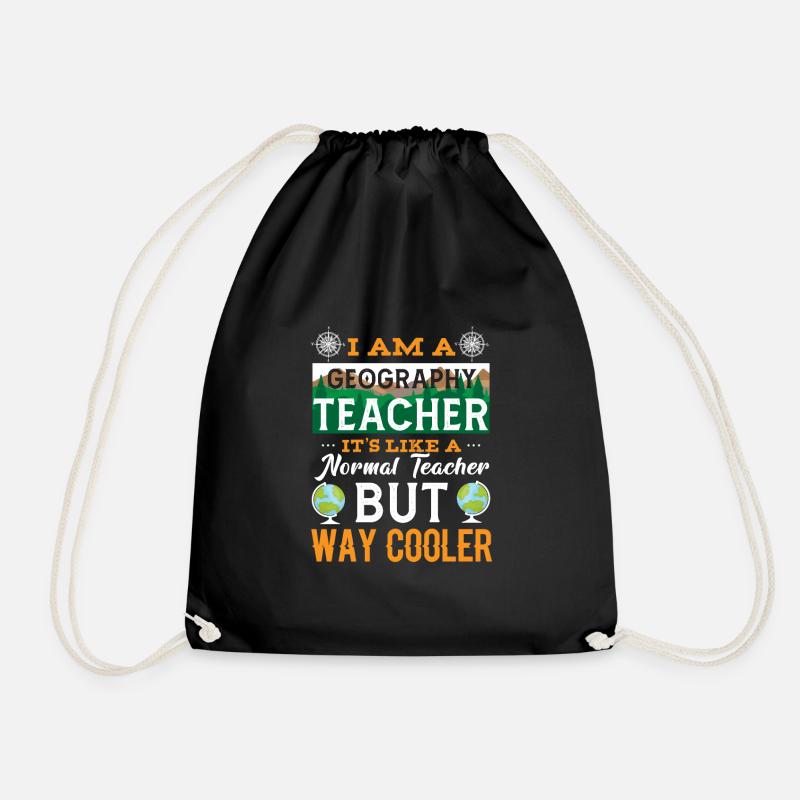 Erdkunde Lehrer Spruch Geography Teacher Geografie - Turnbeutel - Schwarz