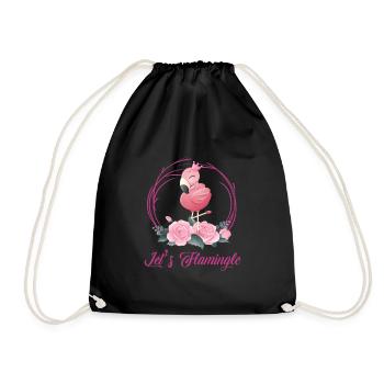 Let's Flamingle Lustiger Flamingo Frauen / Damen - Turnbeutel - Schwarz - Vorne