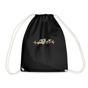 Pickup Cabin Heartbeat with Heart Camping - Drawstring Bag - black - Front