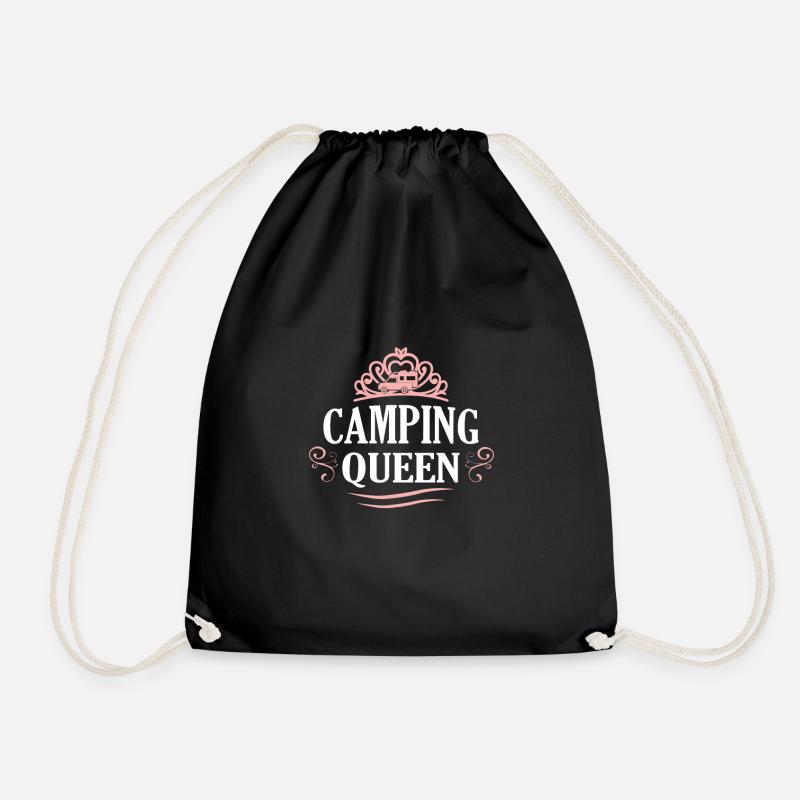 Pickup Camper Cabin Camping Queen - Drawstring Bag - black