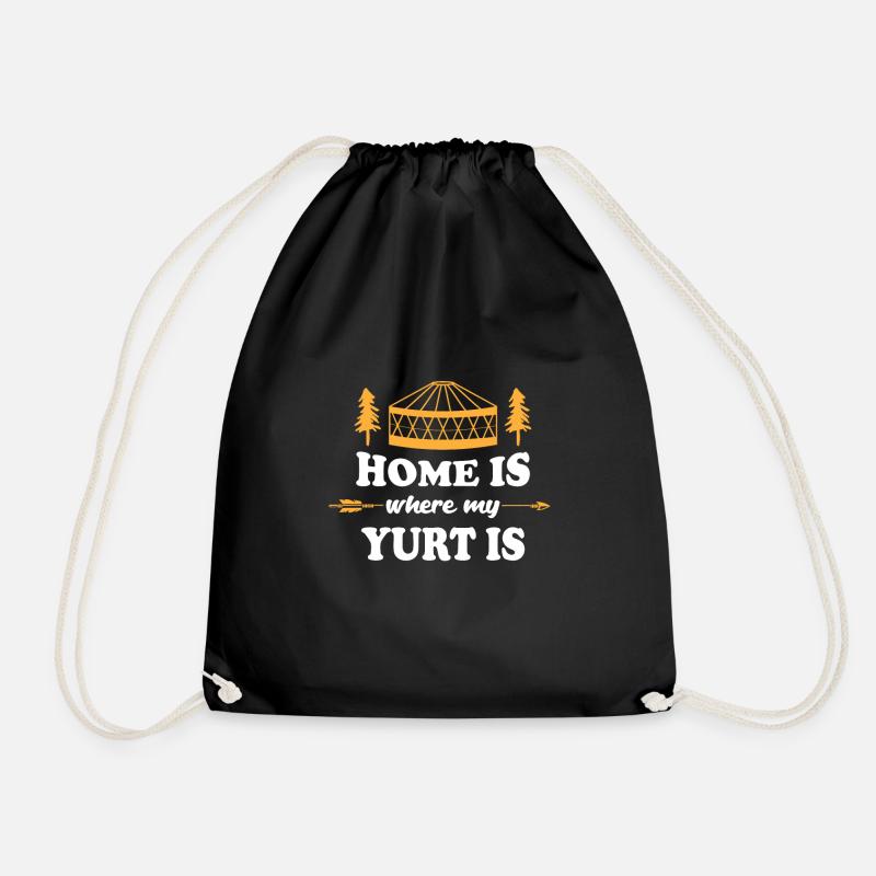 Home is where my Yurt is Yurt Tent - Drawstring Bag - black