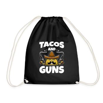 Taco Weapon Design - Tacos and Guns - Drawstring Bag - black - Front