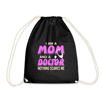 Docteur - Je suis une maman et un docteur, rien ne me fait peur - Sac de sport léger - noir - Devant