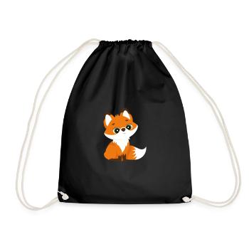 Cute fox with big eyes Fox - Drawstring Bag - black - Front