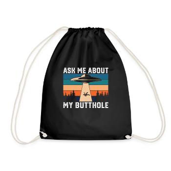 Alien Ask me for anal gift - Drawstring Bag - black - Front